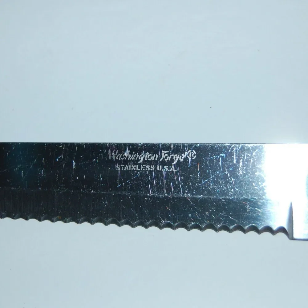 Washington Forge USA Bread Knife Serrated Stainless Steel Wood Handle Vintage